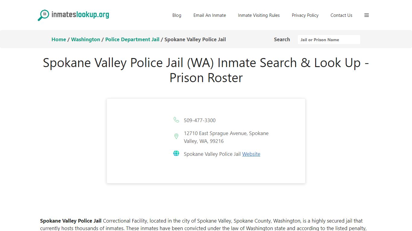 Spokane Valley Police Jail (WA) Inmate Search & Look Up - Prison Roster